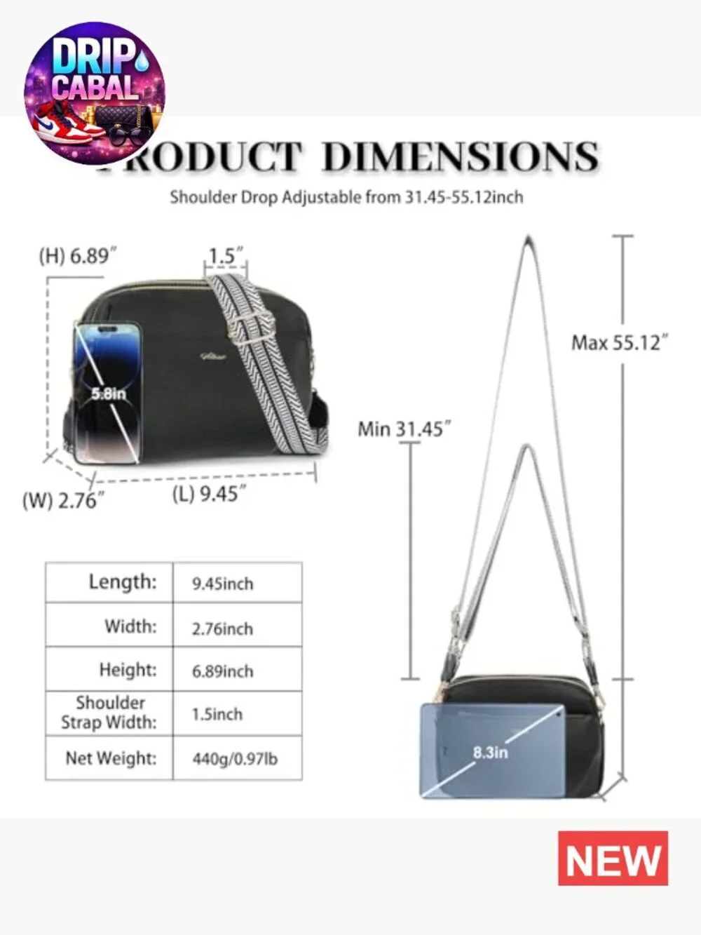 Vegan Leather Crossbody Bag Anti Theft RFID Blocking Multi Pockets Adjustable